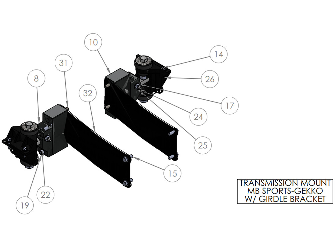 TRANSMISSION MOUNT MB SPORTS-GEKKO W/ GIRDLE BRACKET TRANSMISSION MOUNT MB SPORTS-GEKKO W/ GIRDLE BRACKET