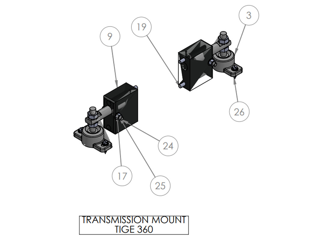 TRANSMISSION MOUNT TIGE 360 TRANSMISSION MOUNT TIGE 360