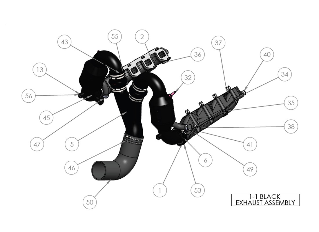 1-1 BLACK EXHAUST ASSEMBLY 1-1 BLACK EXHAUST ASSEMBLY