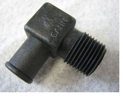 Indmar Exhaust Fitting Nylon Elbow 5/8" NPT X 5/8 Barb