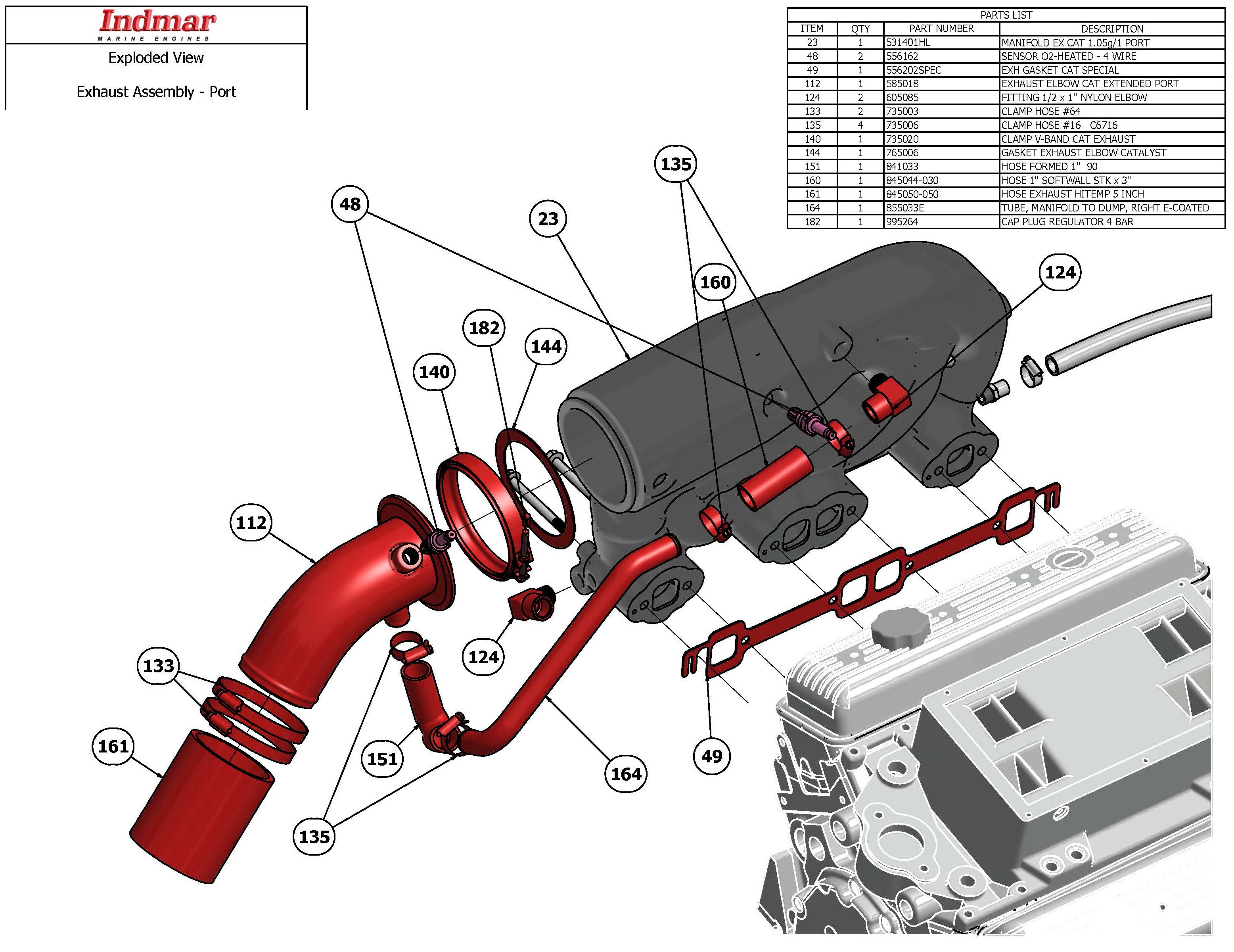 Indmar Tube - HoseManifold to Dump Right stb Side - Chev