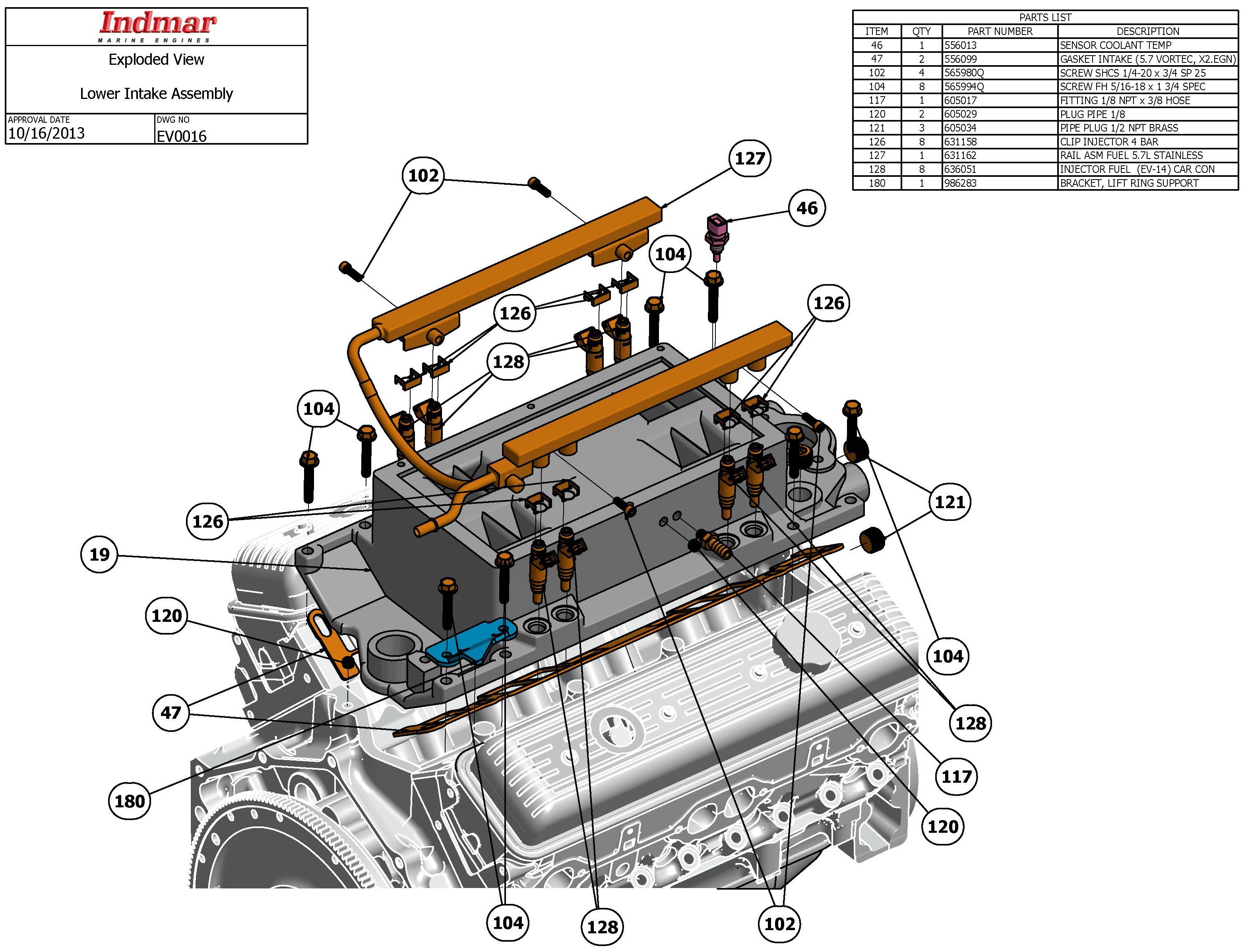 NLA Indmar Rail ASM Fuel 5.7L Stainless