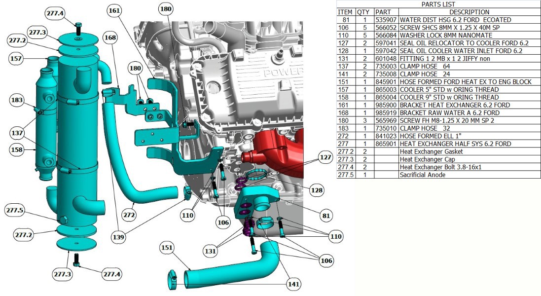 Indmar WATER DIST HSG 6.2 FORD ECOATED