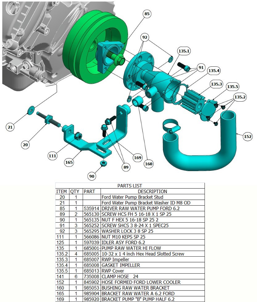 Indmar BRACKET PUMP B PUMP HALF 6.2